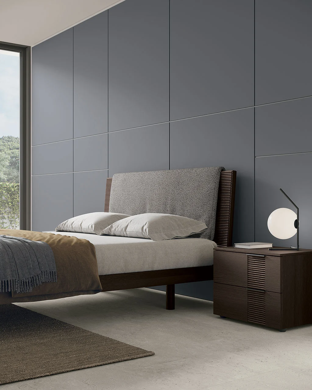 Comodino Bliss Tomasella, Rovere moka e Cannettato, L.60 H.47