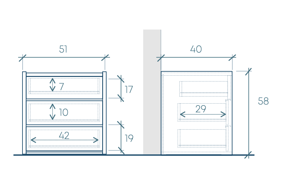 comodini 3 casseti mercure