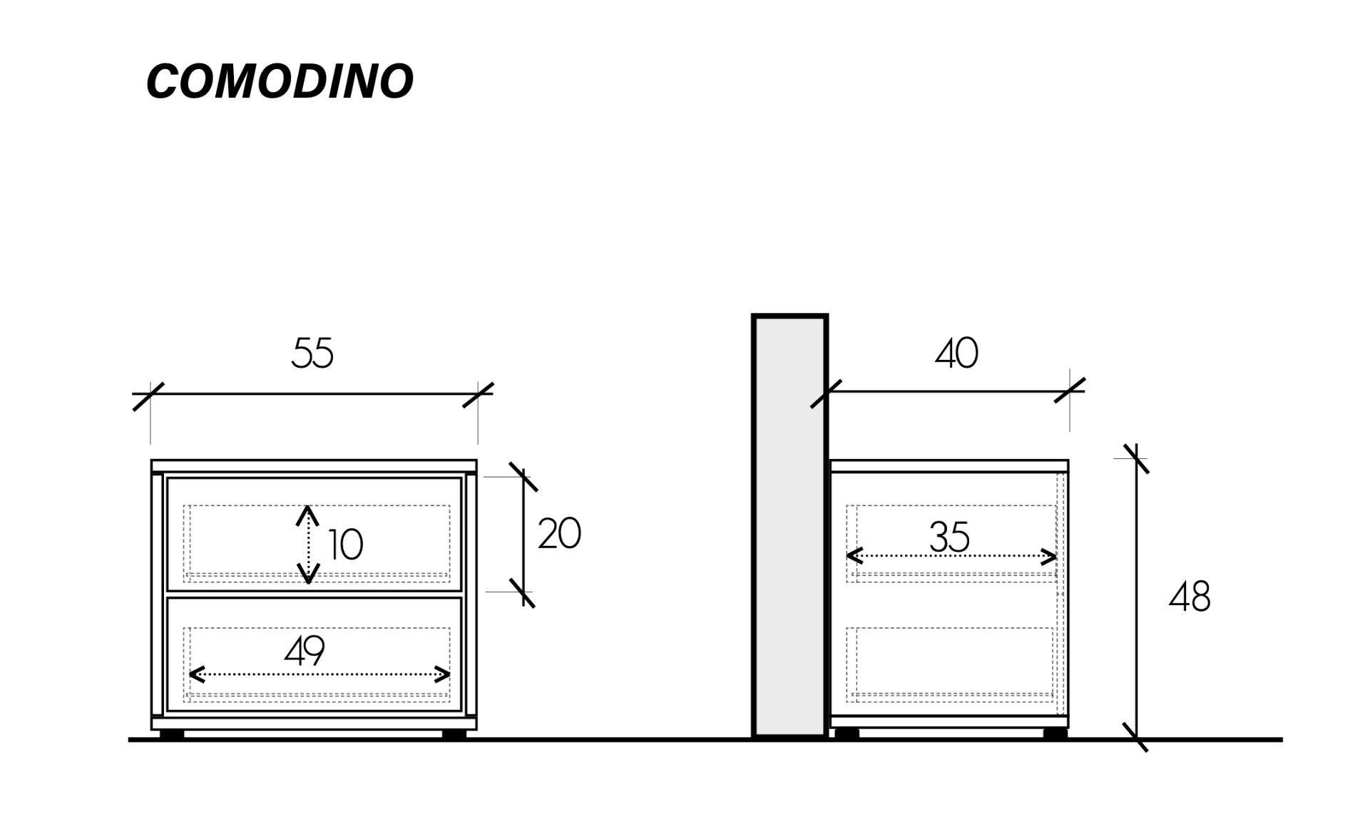 Camera matrimoniale con letto imbottito, armadio e comodini