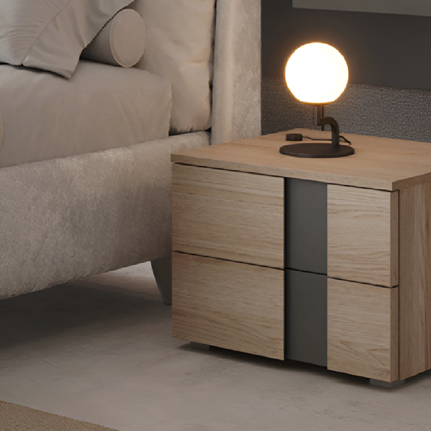 comodino rovere nodato e brown