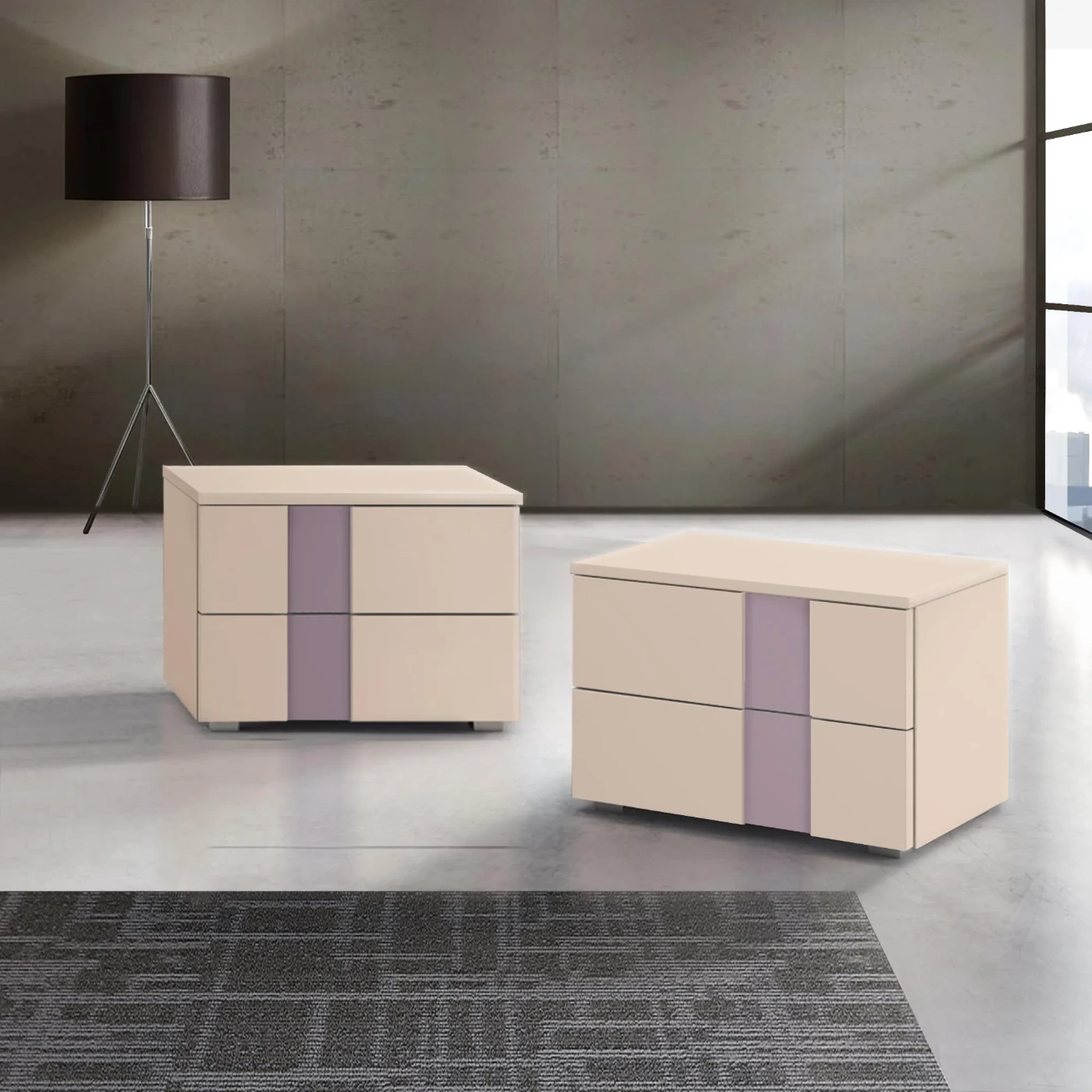 comodino laccato beige