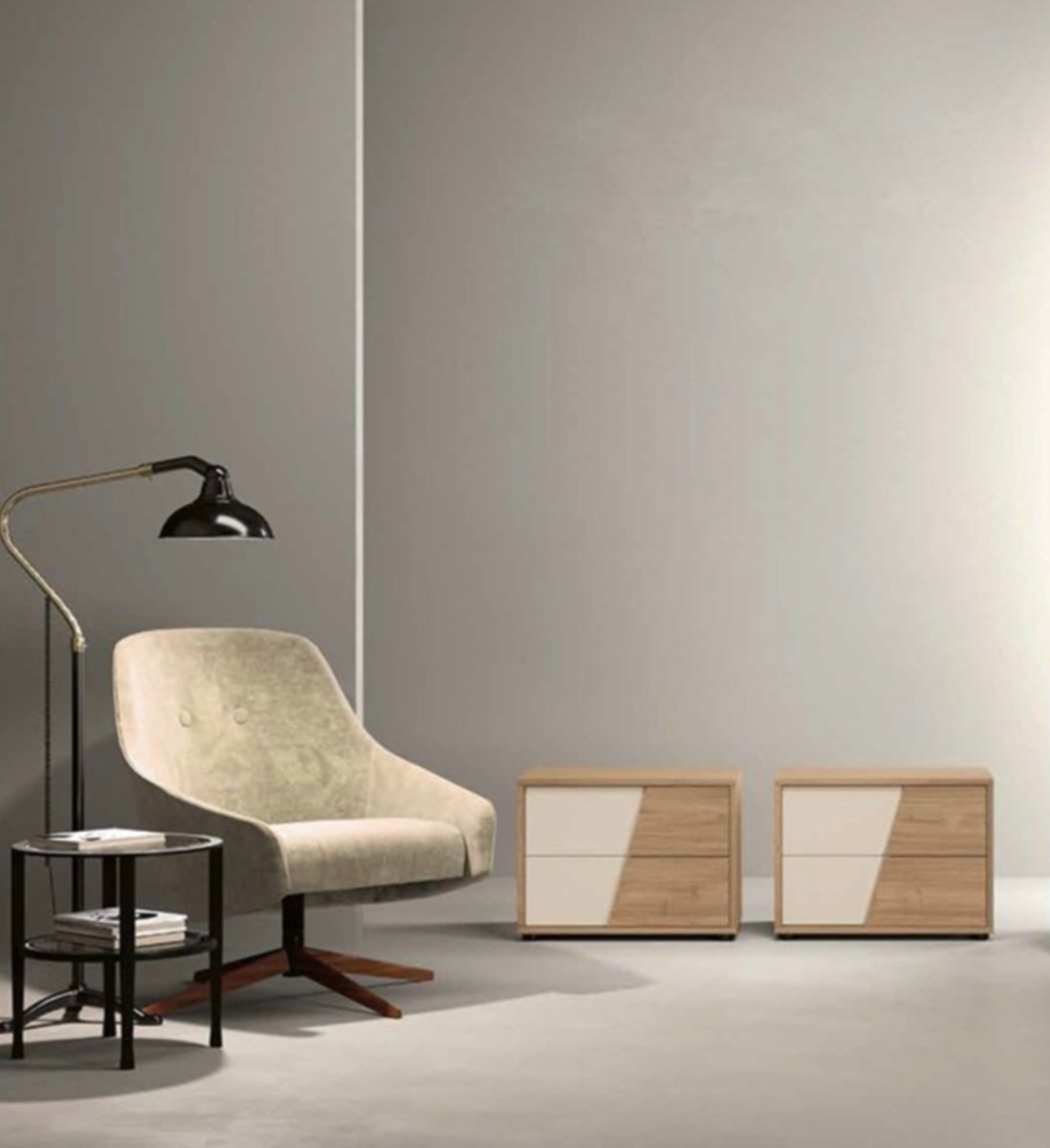 Comodini Noce biondo e Orzo, Made in Italy