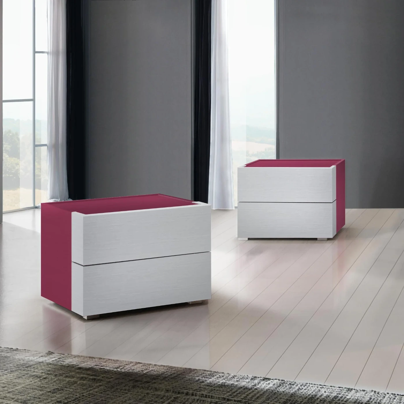 comodini porpora laccati