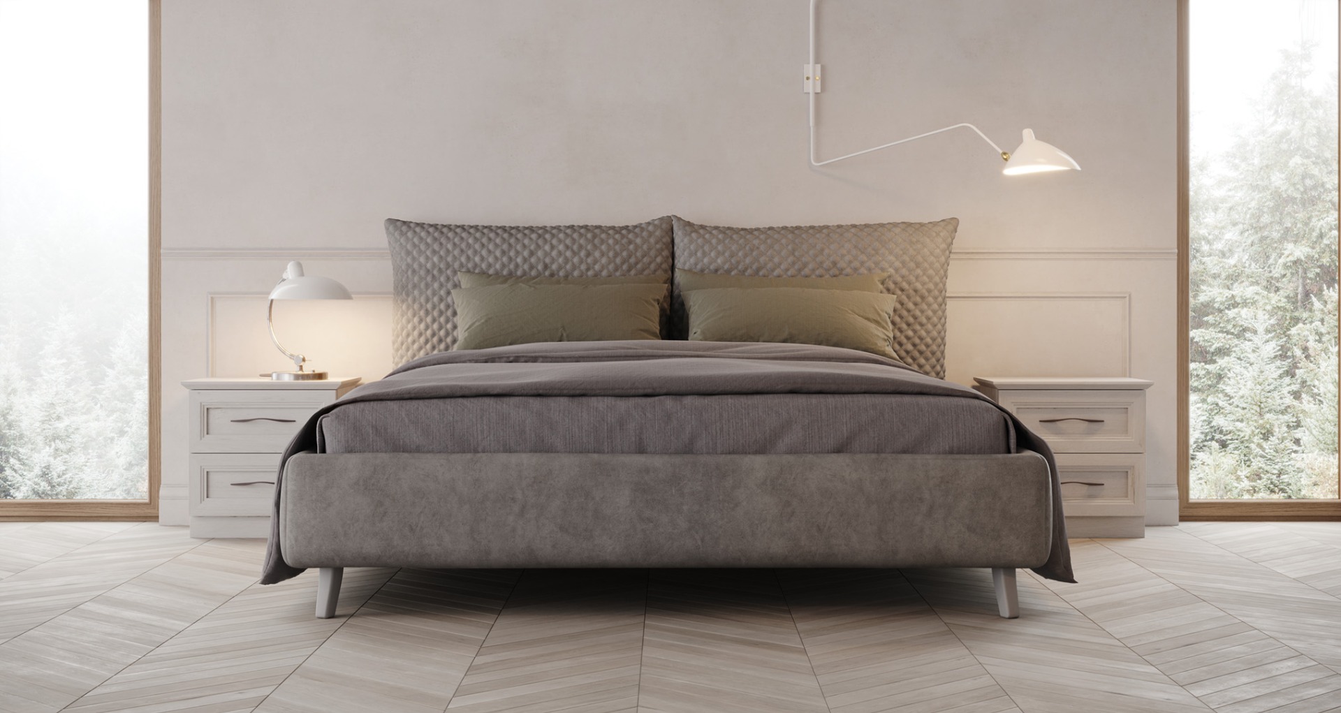 Coppia di comodini, finitura Rovere chiaro 