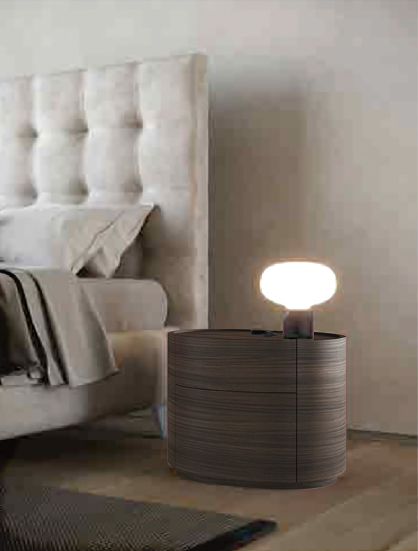 Coppia di comodini di design finitura nobilitato Teak 