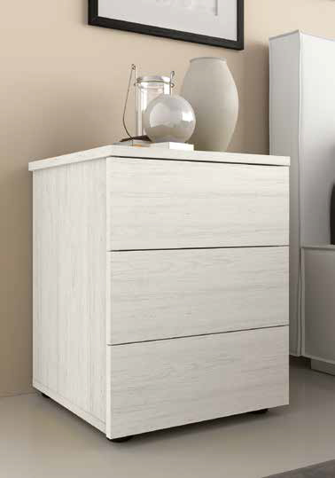 Comodino 3 cassetti in finitura Bianco altea