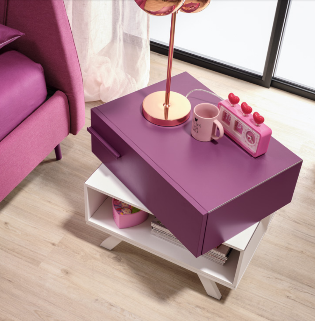 Comodino cameretta girevole con un cassetto, un vano, Moretti Compact