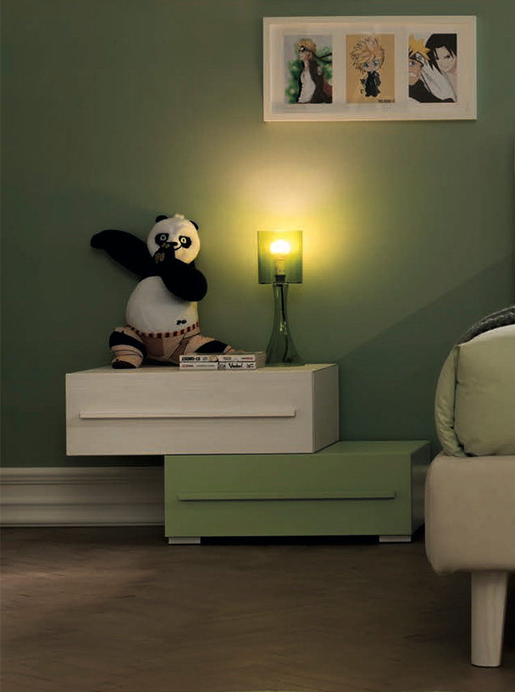 Comodino sfalsato Moretti Compact, Betulla e Flora laccato