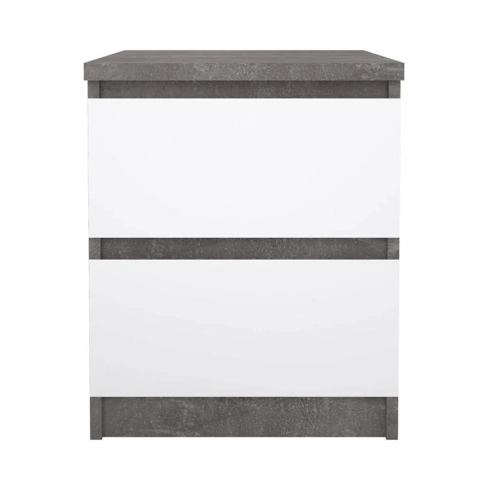 comodino calcestruzzo e bianco lucido 