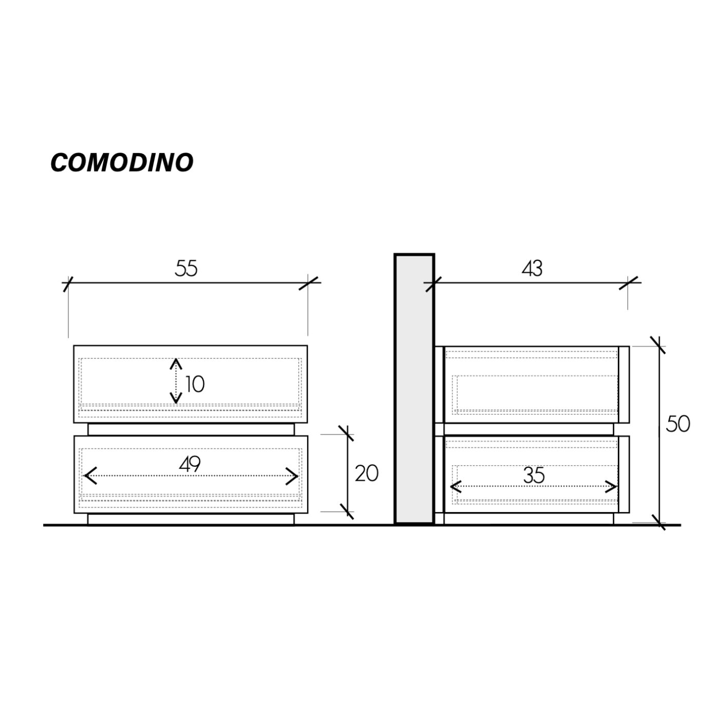 Camera matrimoniale con armadio scorrevole, letto e comodini, Cadiz e Cashmere