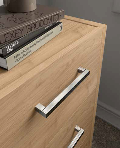 Comodini Noce biondo a 2 cassetti, maniglie in metallo