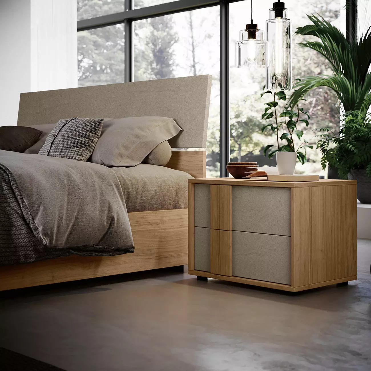 comodini moderni noce biondo