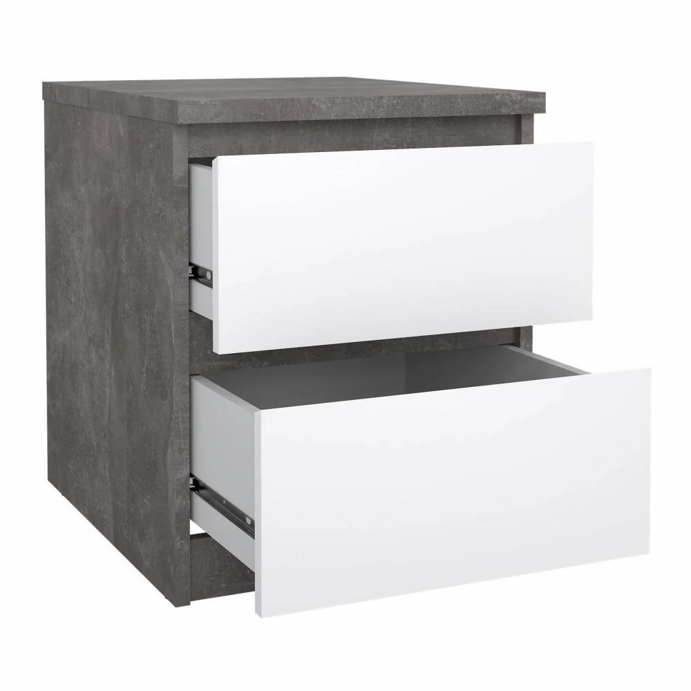 comodino calcestruzzo e bianco lucido 