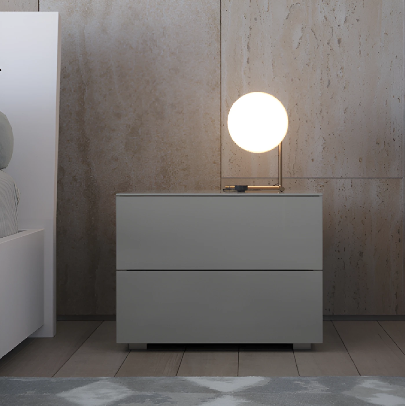 comodino con frontali vetro