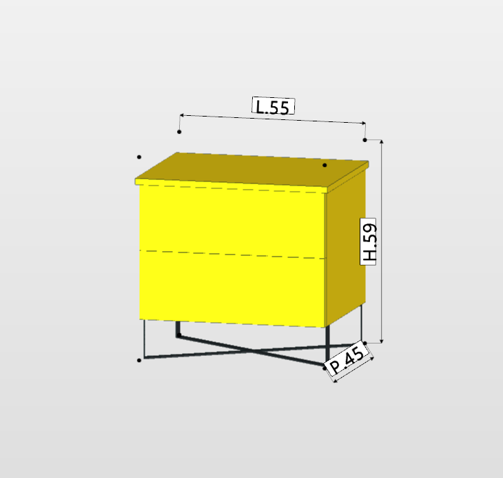 comodino laccato giallo