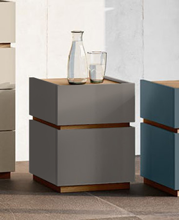 Coppia comodini stretti in finitura Grigio Cenere e Noce biondo