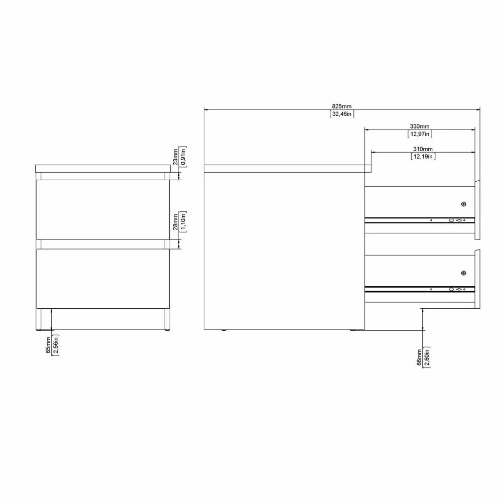 comodino calcestruzzo e bianco lucido 