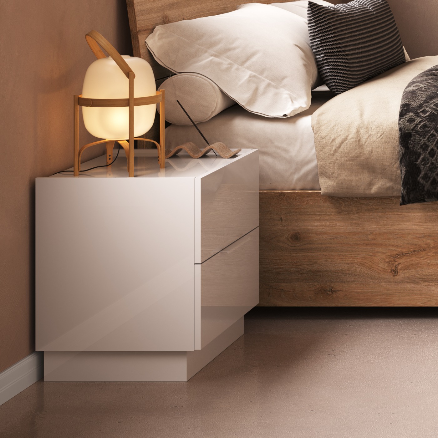 Letto singolo moderno, finitura Cadiz, 80x195