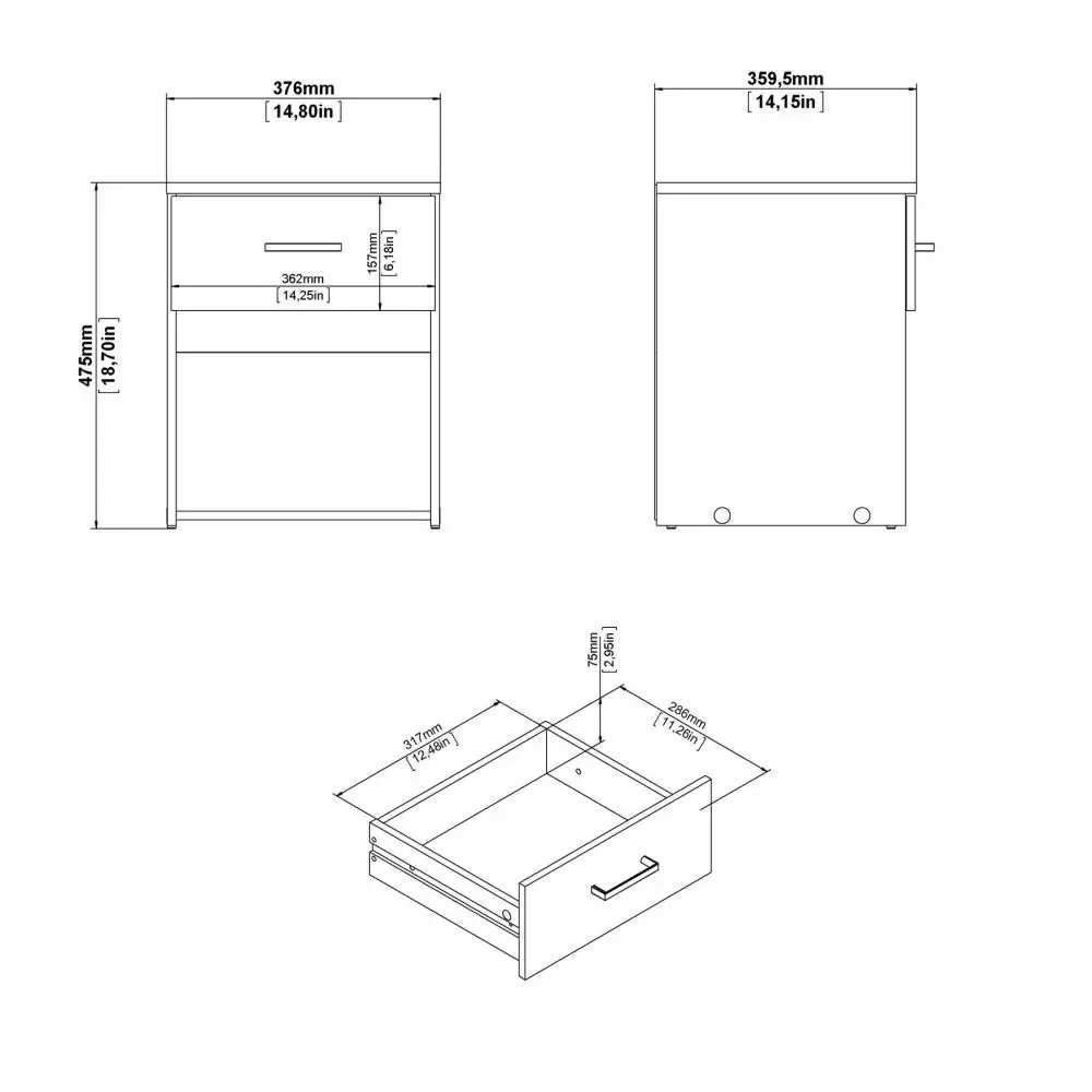 comodino vano a giorno 