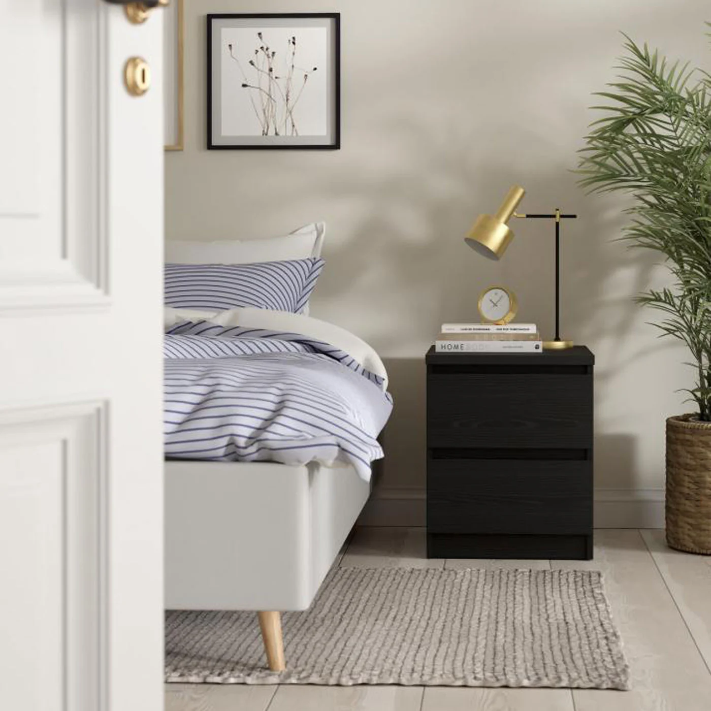 comodino nero frassinato economico