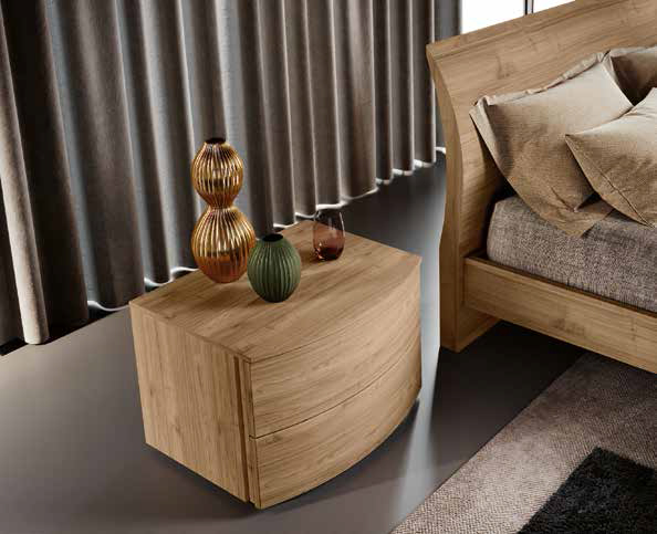 Coppia di comodini design moderno, finitura Noce biondo