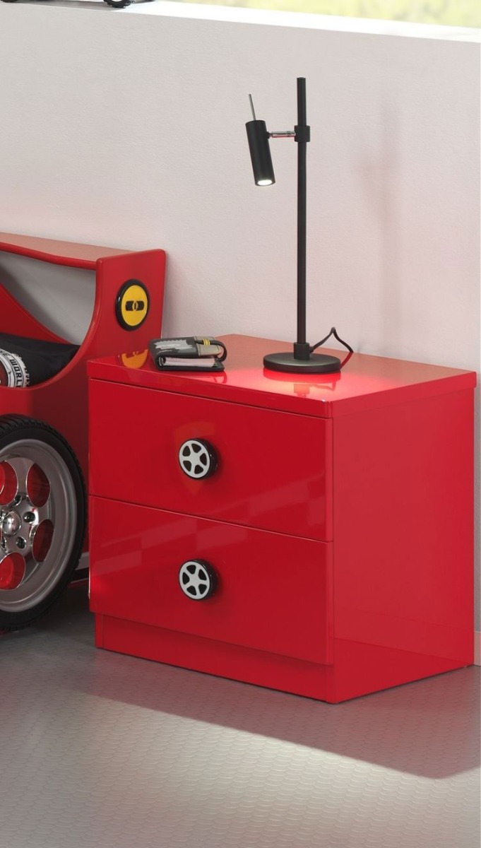 Letto a macchina per bambini, finitura Rosso laccato