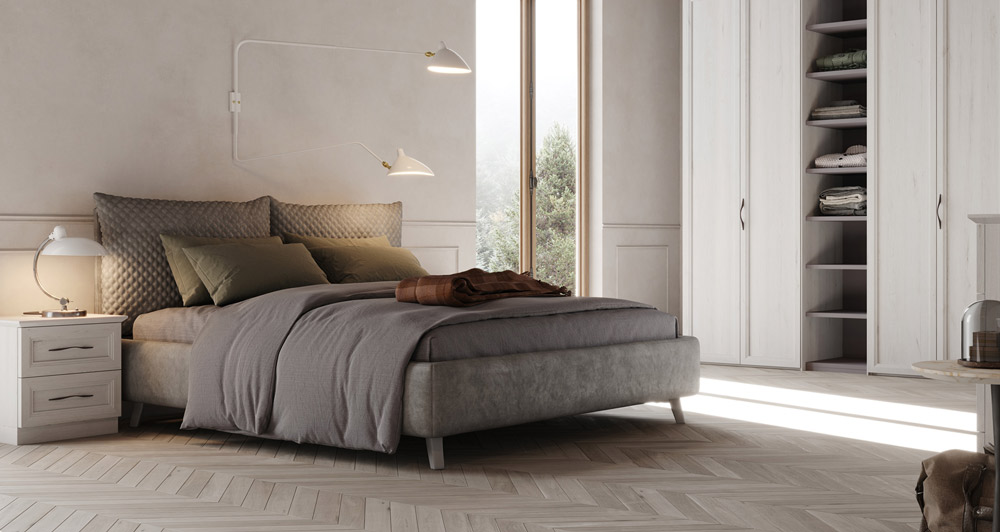 Comò 4 cassetti stile contemporaneo, finitura Rovere chiaro 