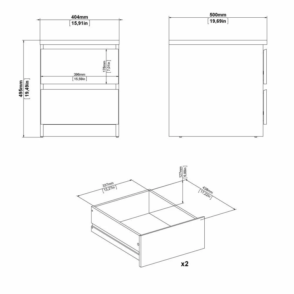 comodino calcestruzzo e bianco lucido 