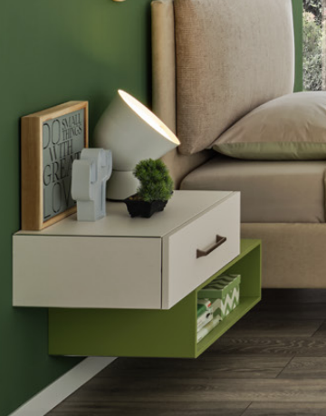 Comodino sospeso Moretti Compact, Bianco e Flora