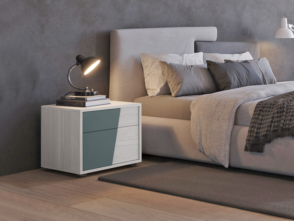 Comodini moderni bicolore, colore laccato opaco Bristol e Nuvola Frassinato