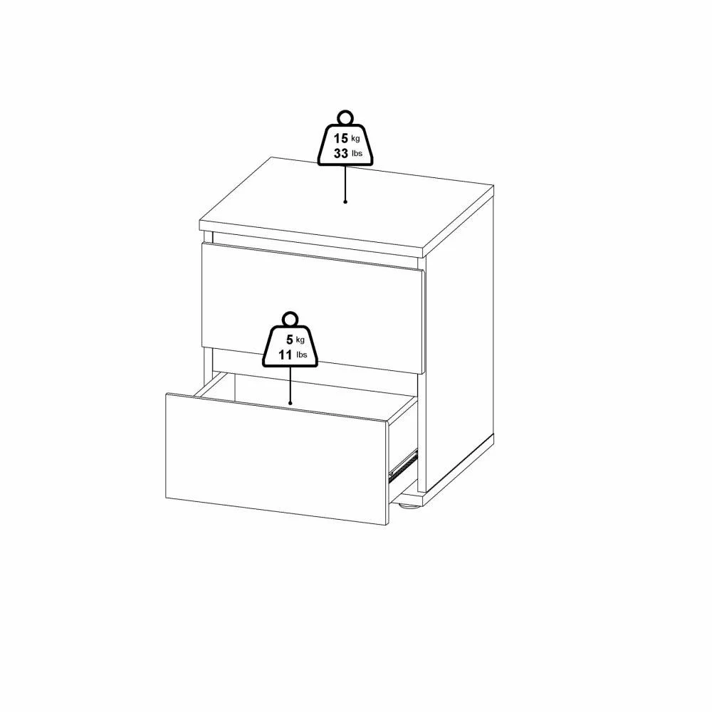 comodino con due cassetti 