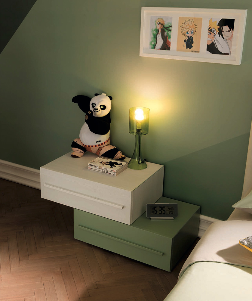 Comodino sfalsato Moretti Compact, Betulla e Flora laccato