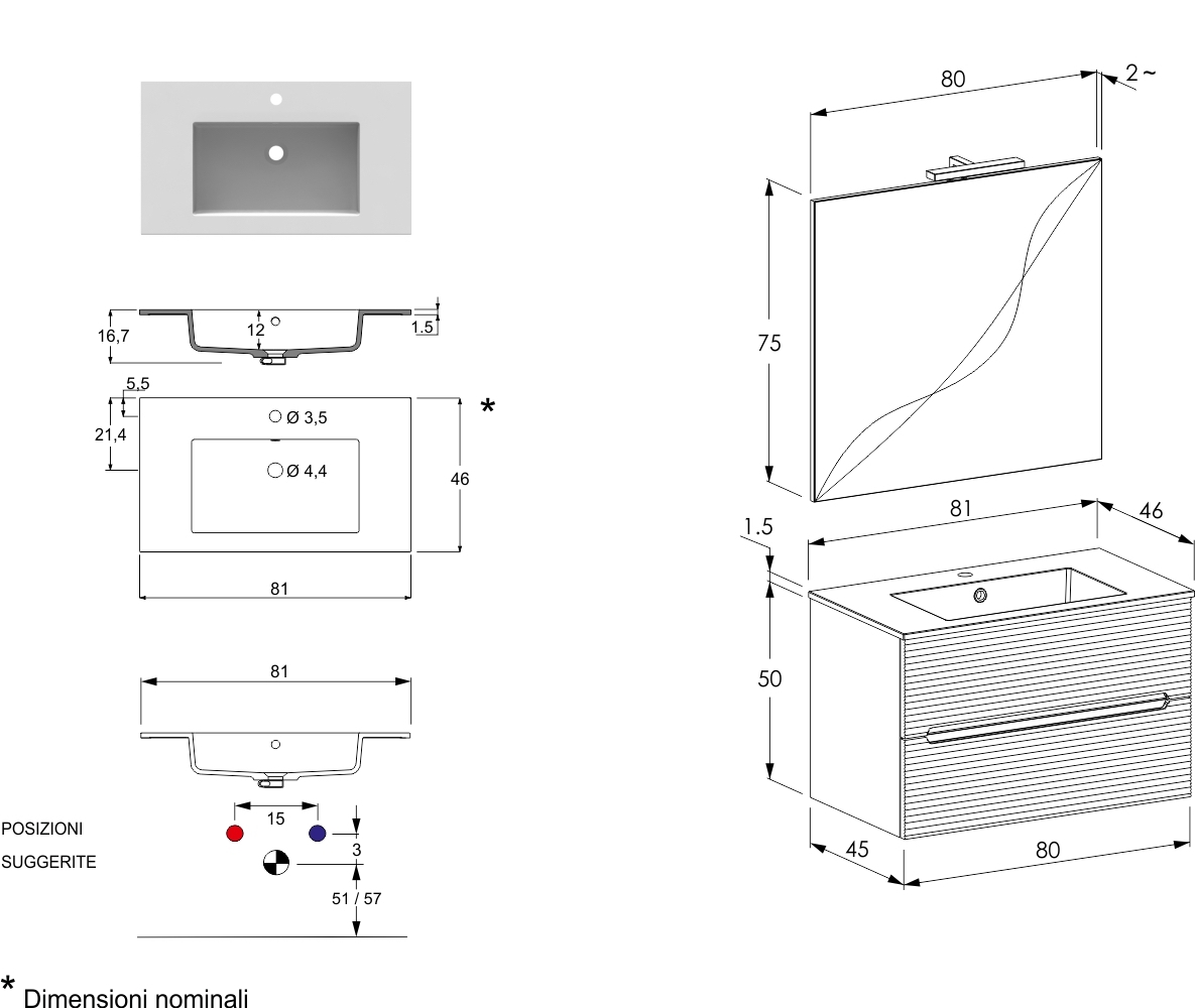 mobiletto bagno verde