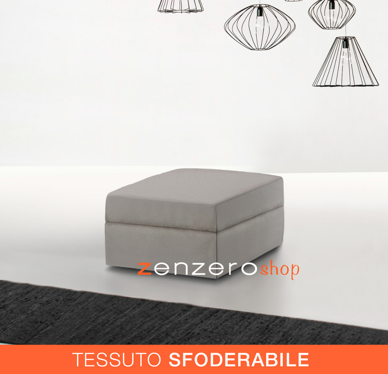 Pouff per divani componibili, finitura grigio