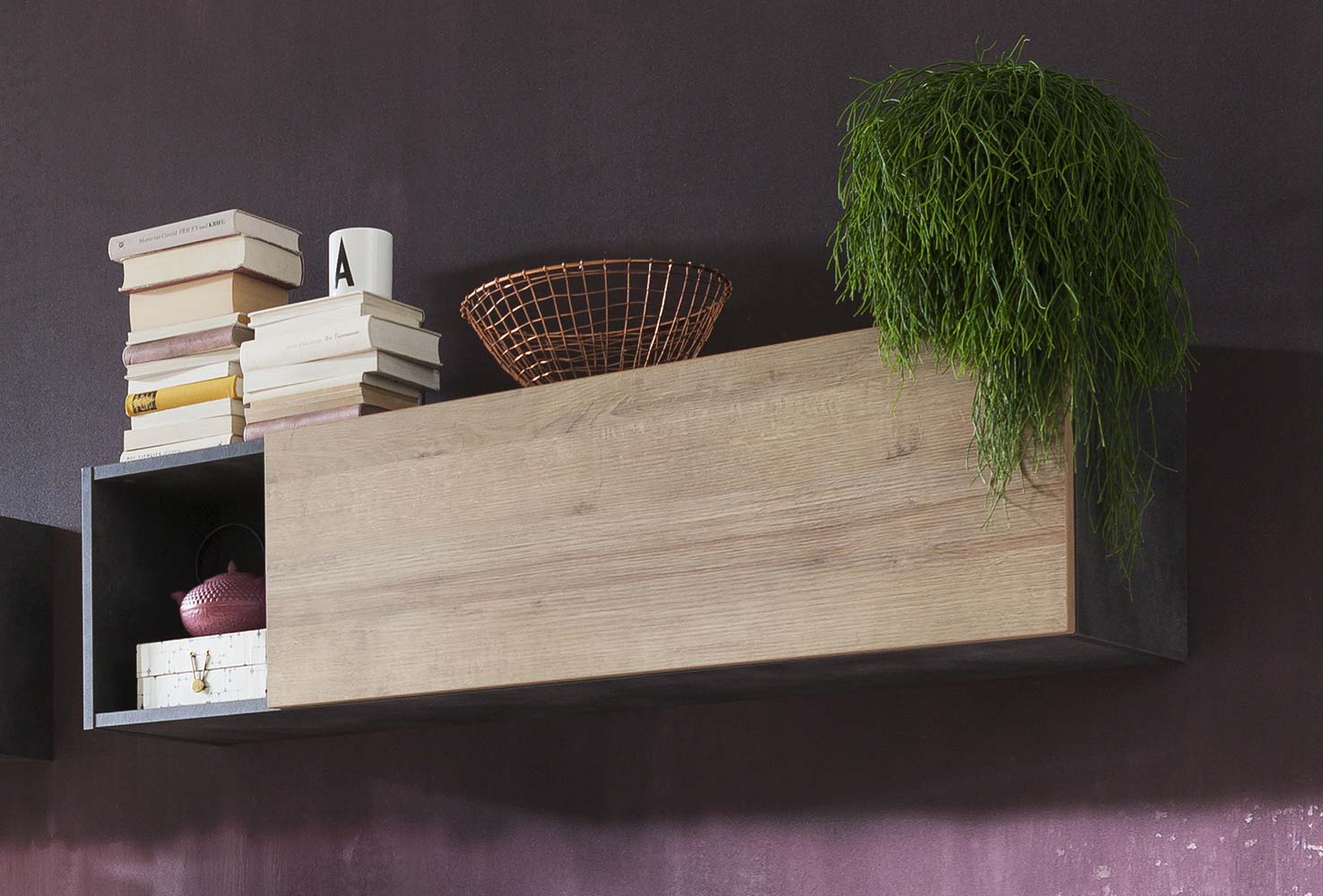 Pensile / colonna industry in finitura Rovere e Grigio smoke