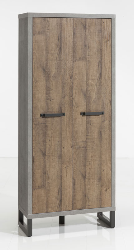 Armadietto ingresso industry, 2 ante finitura rovere invecchiato