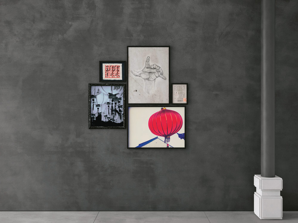 Composizione formata da 5 quadri moderni, stile giapponese