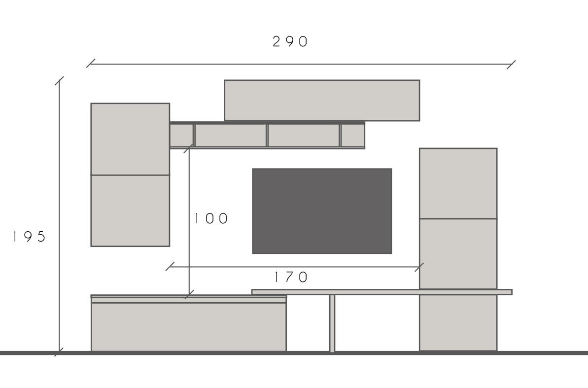 Parete porta tv Argilla e Mercure 