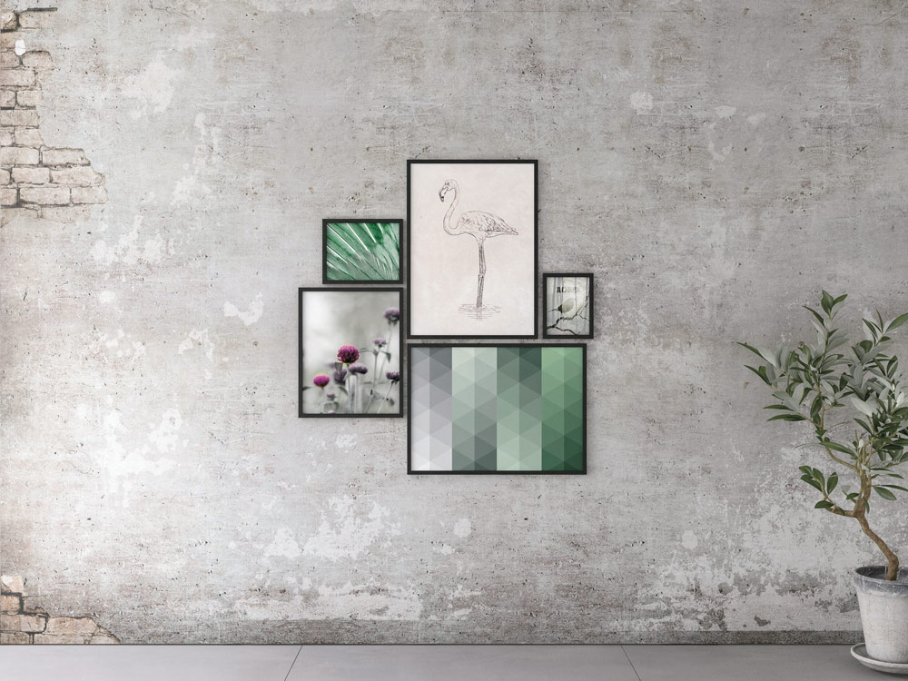 Composizione di design formata da 5 quadri moderni 