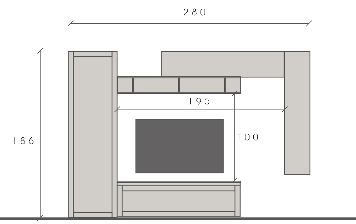 Parete attrezzata finitura Argilla, Bronzo e Mercure, vendita online