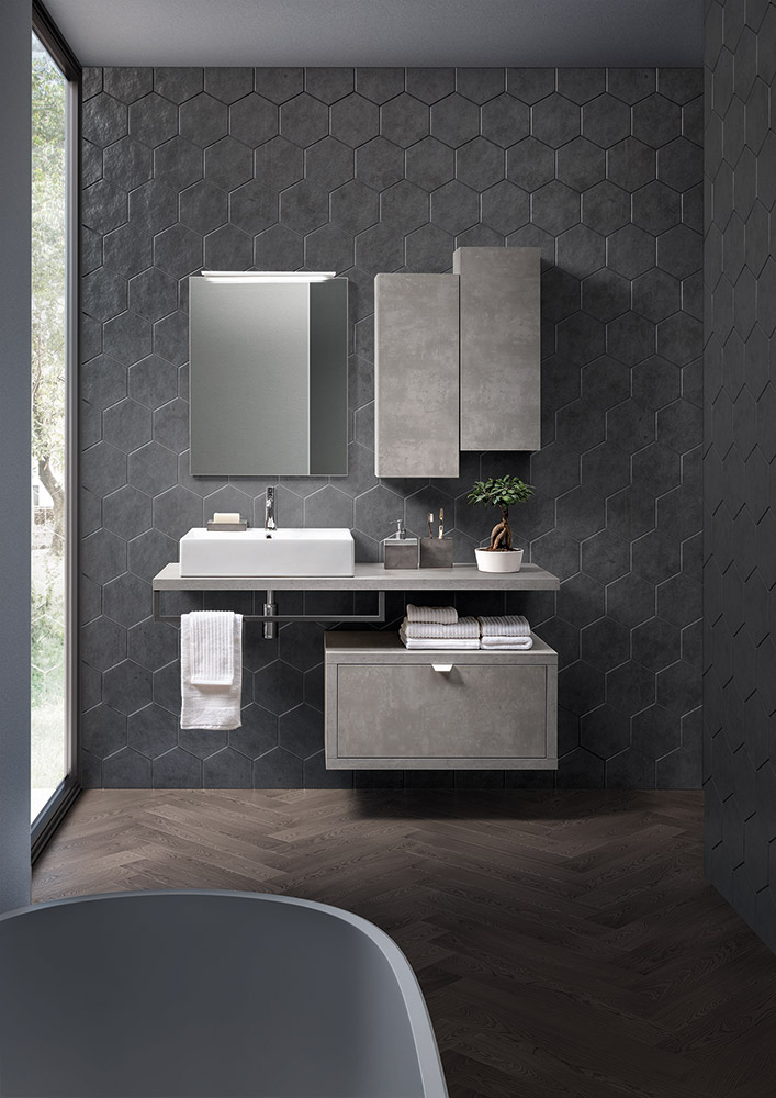 Mobile bagno moderno con piano e un cassetto, Niagara 6