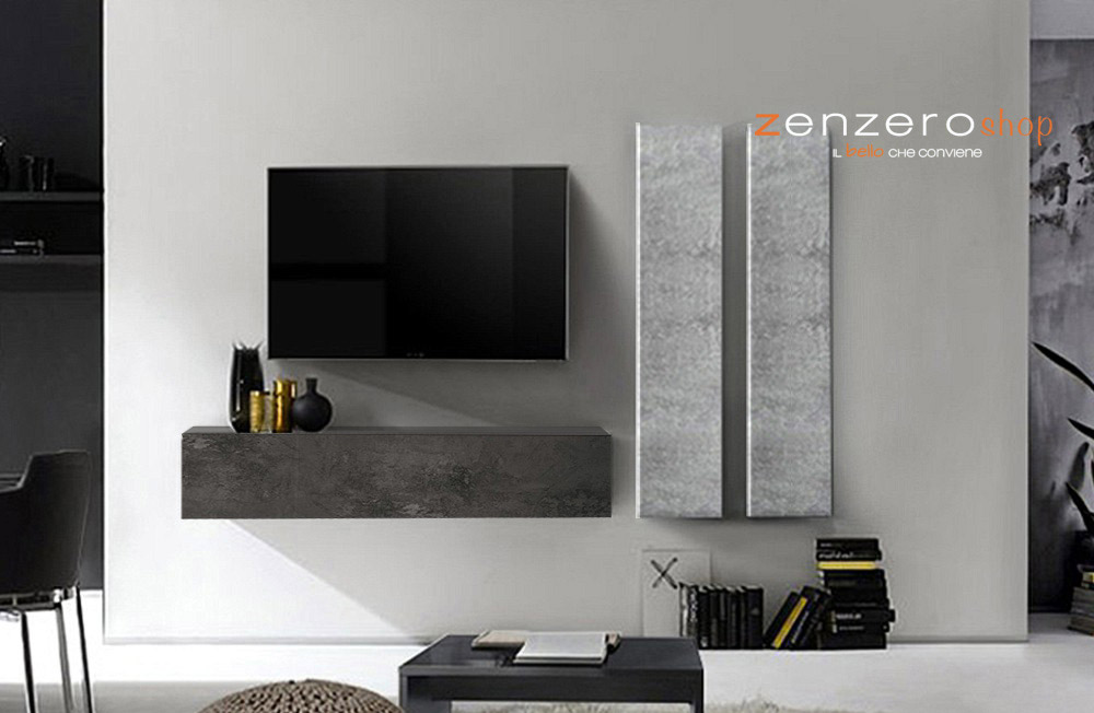 Parete attrezzata moderna Beton e Ossido