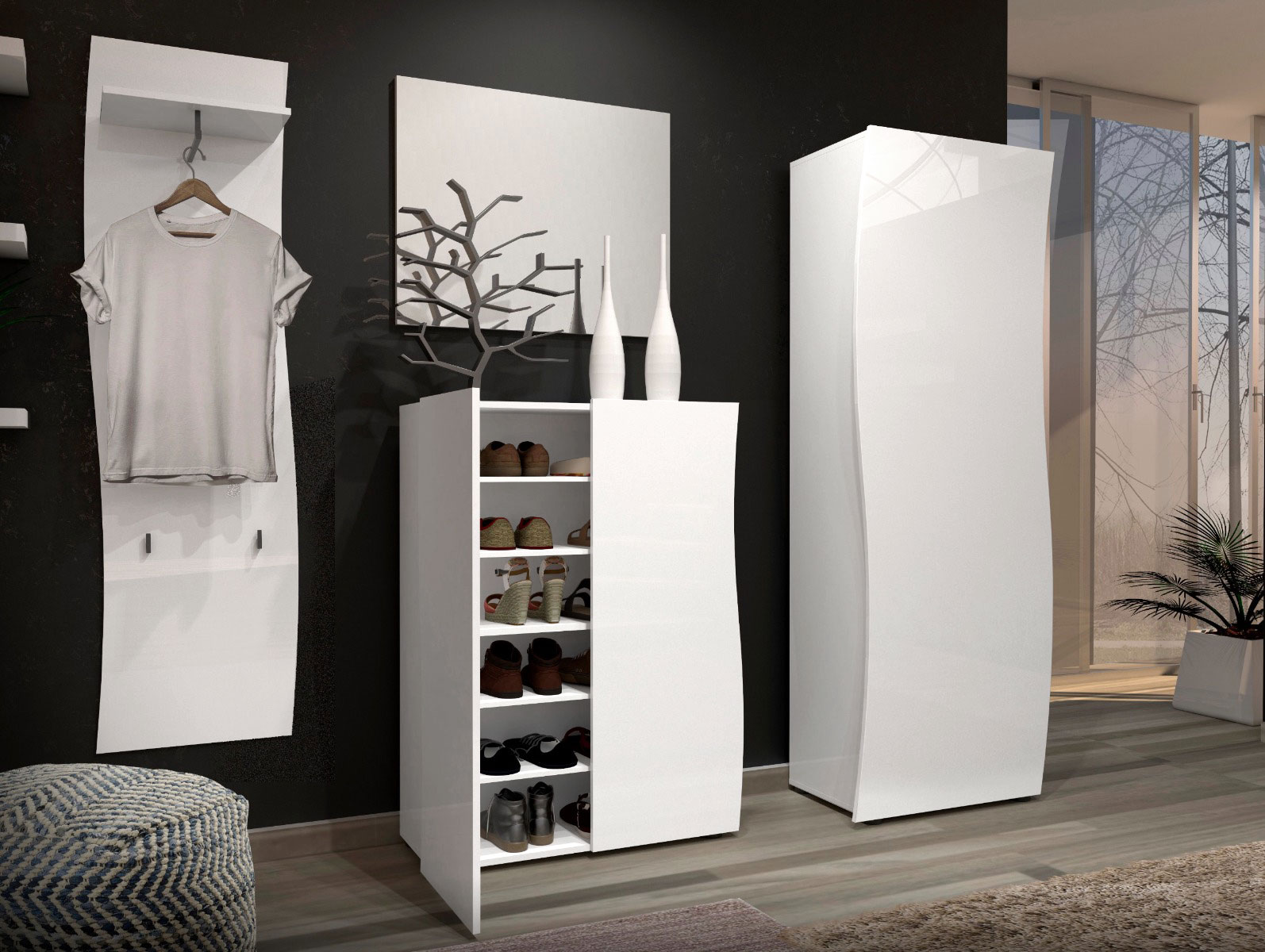 Offerta Madia multiuso Bianco laccato lucido, Made in Italy