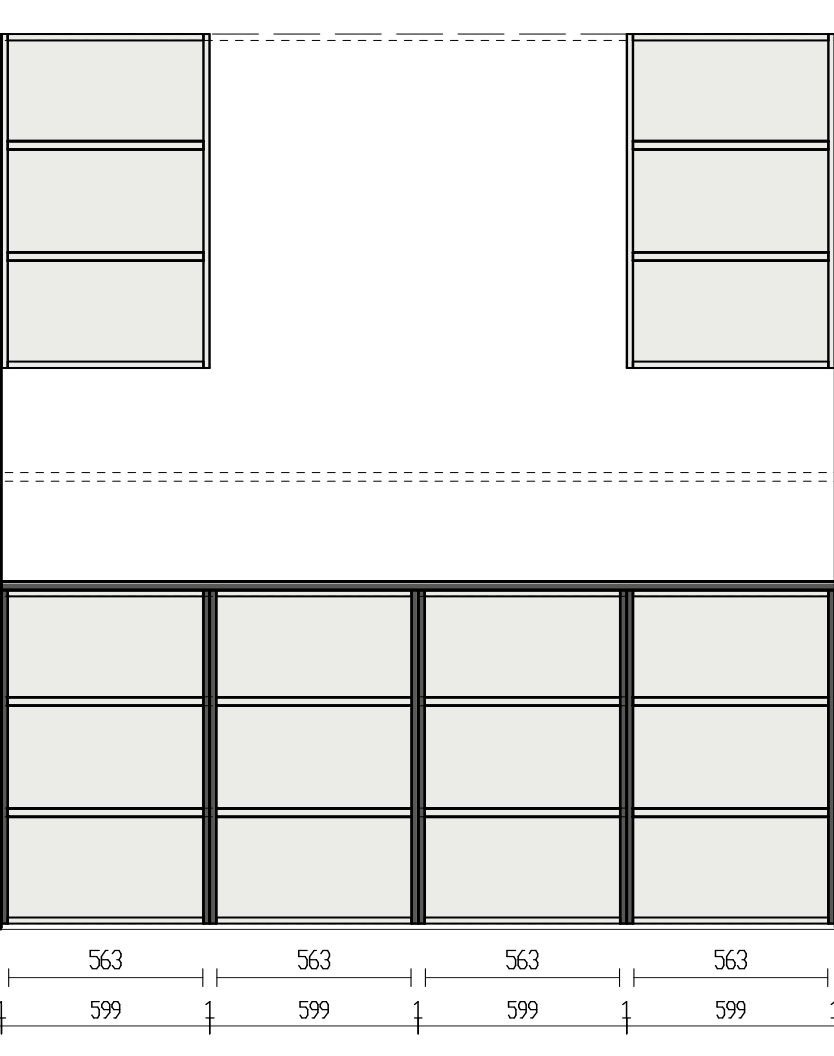 Composizione lavanderia con base 4 ante e pensili, Titanio e Bianco opaco