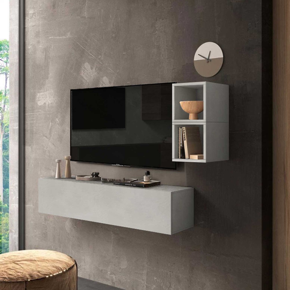  mobile porta tv moderno, finitura Gesso