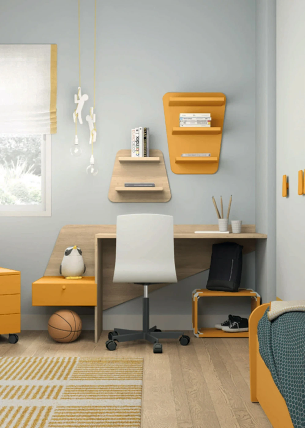 scrivania miele e rovere