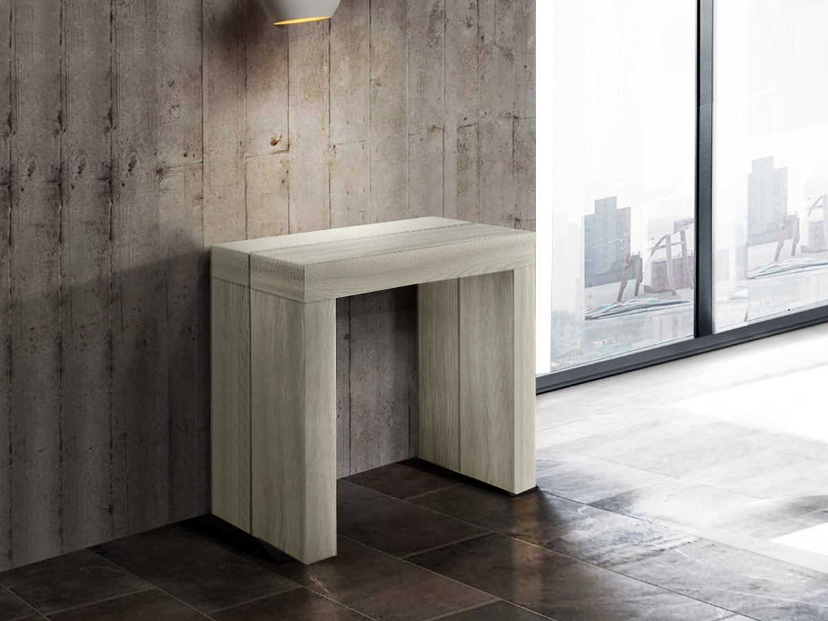 Consolle Sole allungabile, 5 allunghe in finitura Olmo