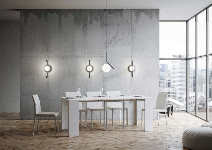 Conveniente consolle allungabile Bianco spatolato, Made in Italy