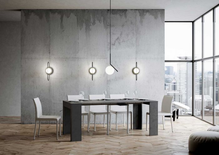 Consolle salvaspazio allungabile, finitura Antracite spatolato, Made in Italy Zenzero Shop