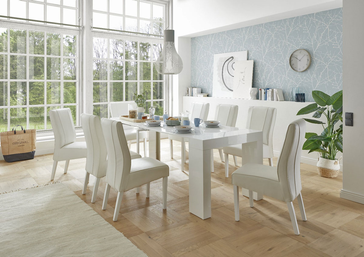 Consolle allungabile bianco lucida, made in Italy